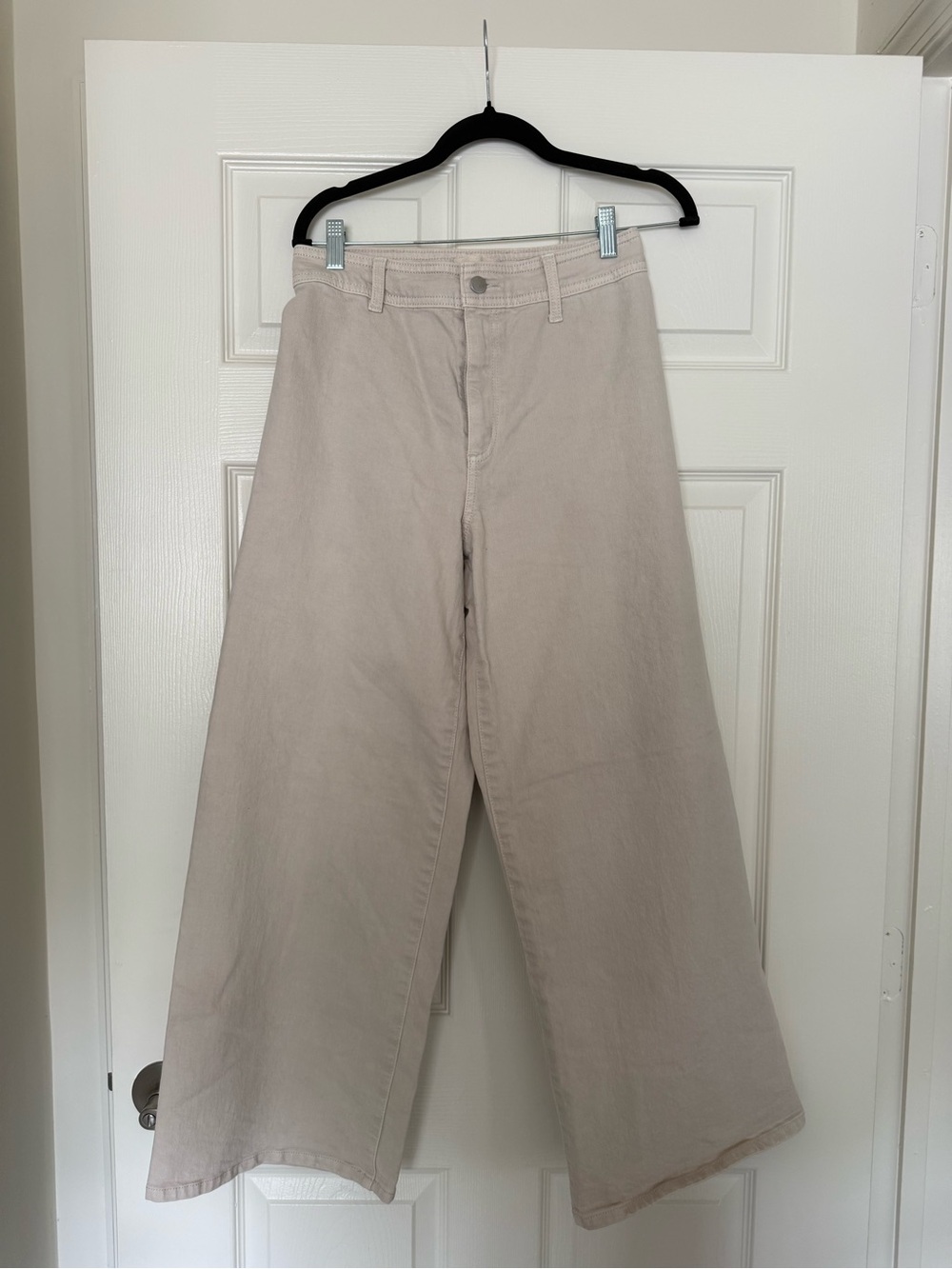 Wide Leg Casual DenimPants in Light Beige
